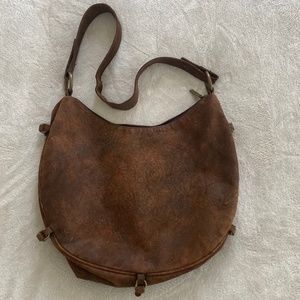 Vintage RARE hobo international HOBO  embossed brown leather crossbody bag